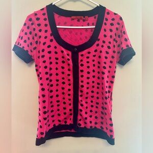 Red Brand Pink and Black Polka Dot Button Down Cardigan Small